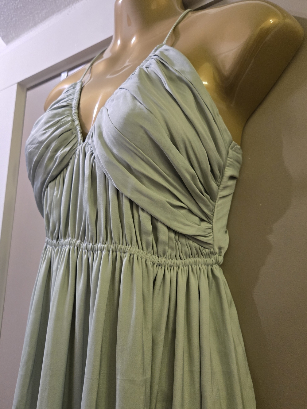 Parallel Lines Sage Green Cutout Tie Back Maxi Dress Size 10